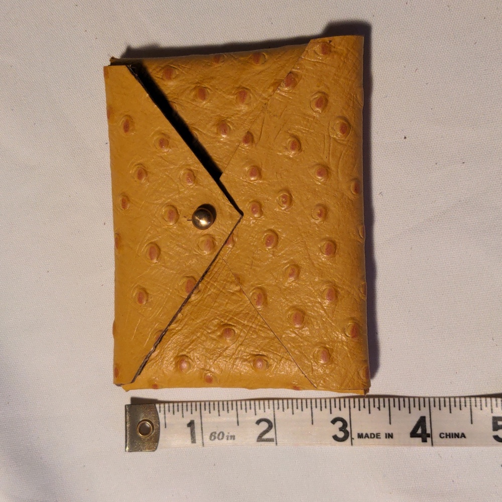 Handmade Genuine Leather Envelope Pouch Golden Yellow Ostrich - Picture 5 of 9